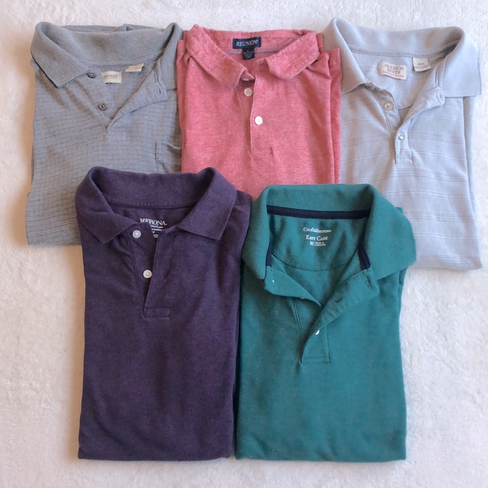 5 short sleeve polo shirts